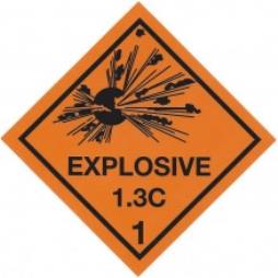 Hazard Label 100mmx100mm Class 1 Explosive 1.3C Rolls of 250 (Code V1.3C)