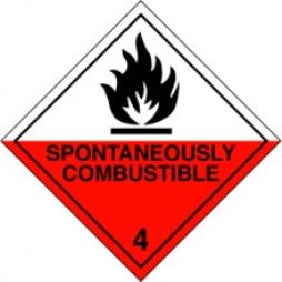 Hazard Label 100mmx100mm Class 4 Spontaneously Combustible 4.2 Rolls of 250 (Code V4.2)