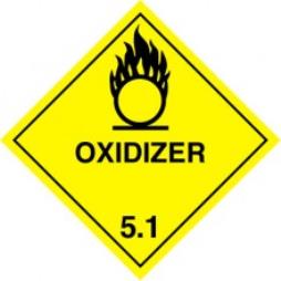 Hazard Label 100mmx100mm Class 5 Oxidizer 5.1 Rolls of 250 (Code V5.1)