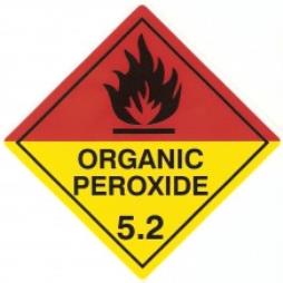 Hazard Label 100mmx100mm Class 5 Organic Peroxide 5.2 Rolls of 250 (Code V5.2)