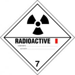 Hazard Label 100mmx100mm Class 7 Radioactive 7 I (7.1) Rolls of 250 (Code V7.1)