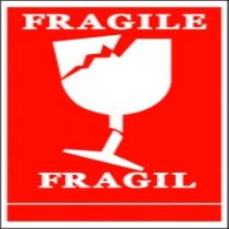 Handling Label 100mmx150mm Fragile (Broken Wine Glass Symbol) Rolls of 250 (Code VF)