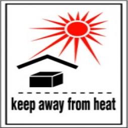 Handling Label 75mmx110mm Keep away from Heat Rolls of 250 (Code VKAFH)