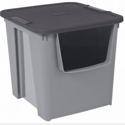 Proton Set of 3 x 30 Litre Open Fronted Stacking Nesting Plastic Storage Bins