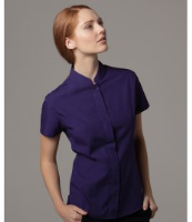 Kustom Kit Ladies Short Sleeve Mandarin Collar Shirt