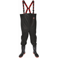 River Chest Wader Size 10 Black/Red PVC with Midsole