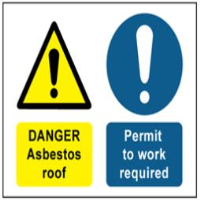 Danger Asbestos R, Permit to Work Required Safety Sign