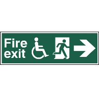 Photoluminescent Disabled Fire Exit Sign Arrow Right