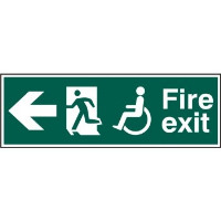 Photoluminescent Disabled fire exit Sign Arrow Left Sign
