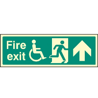 Photoluminescent Disabled Fire Exit Sign Arrow Up