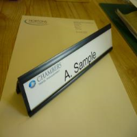 Sliding Re-usable Desk or Table Top Name Plates Holders