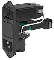 KD14.4199.105 - IEC Appliance Inlet C14 with Fuseholder 1- or 2-pole, Bowden-Line Switch 2-pole and Voltage Selector
