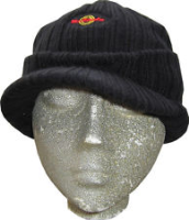Unisex Beanie Knitted Peak Peaked Hat Cap Melimoto Blac