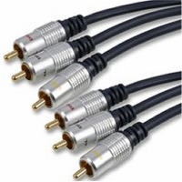 Pure OFC 3 x RCA Phono Plugs to Plugs Composite & Audio Cable GOLD  3m