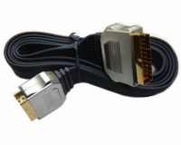 PURE OFC HQ Scart Cable FLAT Lead Metal Ends  1m 3ft