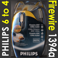Philips Firewire IEEE1394 DV Cable 6 to 4 pin 2m (PC to DV out)