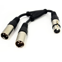 XLR Adapter Socket to 2 x XLR Plug Splitter/Combiner Cable Lead 25cm