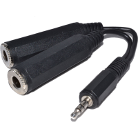 3.5mm Stereo Jack To Twin 6.35mm Stereo Jack Sockets Cable 10cm