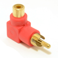 Right Angled RCA Phono Adapter Red Audio Plug to Socket Gold Plated