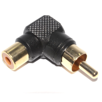 Right Angled RCA Phono Adapter Black Audio Plug to Socket Gold Plated