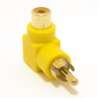 Right Angled RCA Phono Adapter Yellow Video Plug to Socket Gold Plated