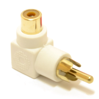 Right Angled RCA Phono Adapter White Audio Plug to Socket Gold Plated