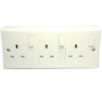 3 Gang Wall Sockets With Individual Switches And Back Box Converter