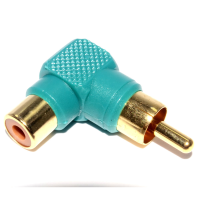Right Angled RCA Phono Adapter Green Audio Plug to Socket Gold Plated