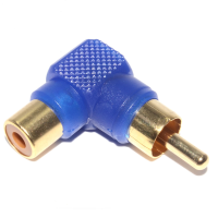 Right Angled RCA Phono Adapter Blue Audio Plug to Socket Gold Plated