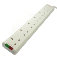 Surge Protected 6 Gang Extension Socket 1.25mm UK 13A  5m Cable White