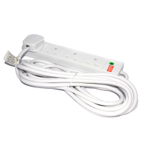 Surge Protected 4 Gang Extension Socket 1.25mm UK 13A 5m Cable White