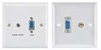 Flush Mount Wall Faceplate For 15pin VGA and 3.5mm Jack Audio WHITE