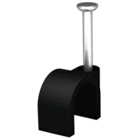Black 100 x 6mm Round Cable Clips Secure Fastenings Cables