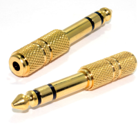 3.5mm Stereo Socket to 6.35mm Stereo Plug GOLD METAL Adapter