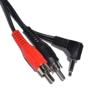 3.5mm Right Angle Mono Jack to Twin Phono RCA Male Plugs Cable Lead 2m