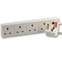 Surge Protected 4 Gang Extension Socket 1.25mm UK 13A 8m Cable White