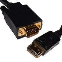 DisplayPort Plug to SVGA/VGA 15 Pin Male Plug Video Cable GOLD 2m