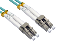 OM3 Aqua Fibre Optic LC LC Duplex MM 50 125 Patch LSZH Cable  0.5m