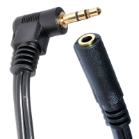 3.5mm Right Angle Stereo Jack to Socket Headphone Extension Cable 1m