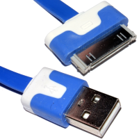 30 Pin iPhone iPod iPad Data & Charging USB FLAT Cable Blue 3m LONG