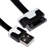 30 Pin iPhone iPod iPad Data & Charging USB FLAT Cable Black 2m