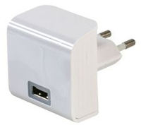 Euro Mains Plug Charger to USB for Charging Devices 2.1A White