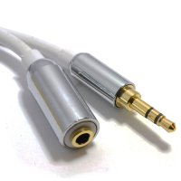 PRO METAL WHITE 3.5mm Stereo Jack Headphone Extension Cable 2m