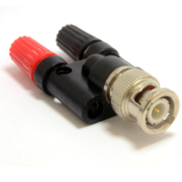 BNC Plug to 2 x 4mm Test Lead Socket Adaptor OR Binding Post Coupler