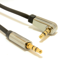 Low Profile FLAT Metal 3.5mm Right Angle Male Jack to Jack Cable  0.5m