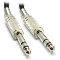High Quality Stereo Jack 6.35mm METAL Plug to Plug Cable Lead Black 2m