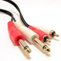 Twin 6.35mm MONO Jack Plugs to RCA Phono Plugs OFC Audio Cable  1m