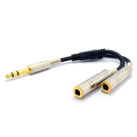 PRO 6.35mm Stereo Jack Splitter Cable Adapter Lead Plug to 2 x Sockets