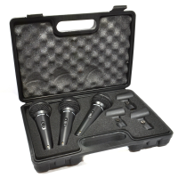 3 Pack of Dynamic Vocal Microphones & Mic Stand Clips with Travel Case