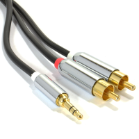 PRO OFC 3.5mm Stereo Jack to 2 x RCA Phono Plugs Cable Gold 0.5m